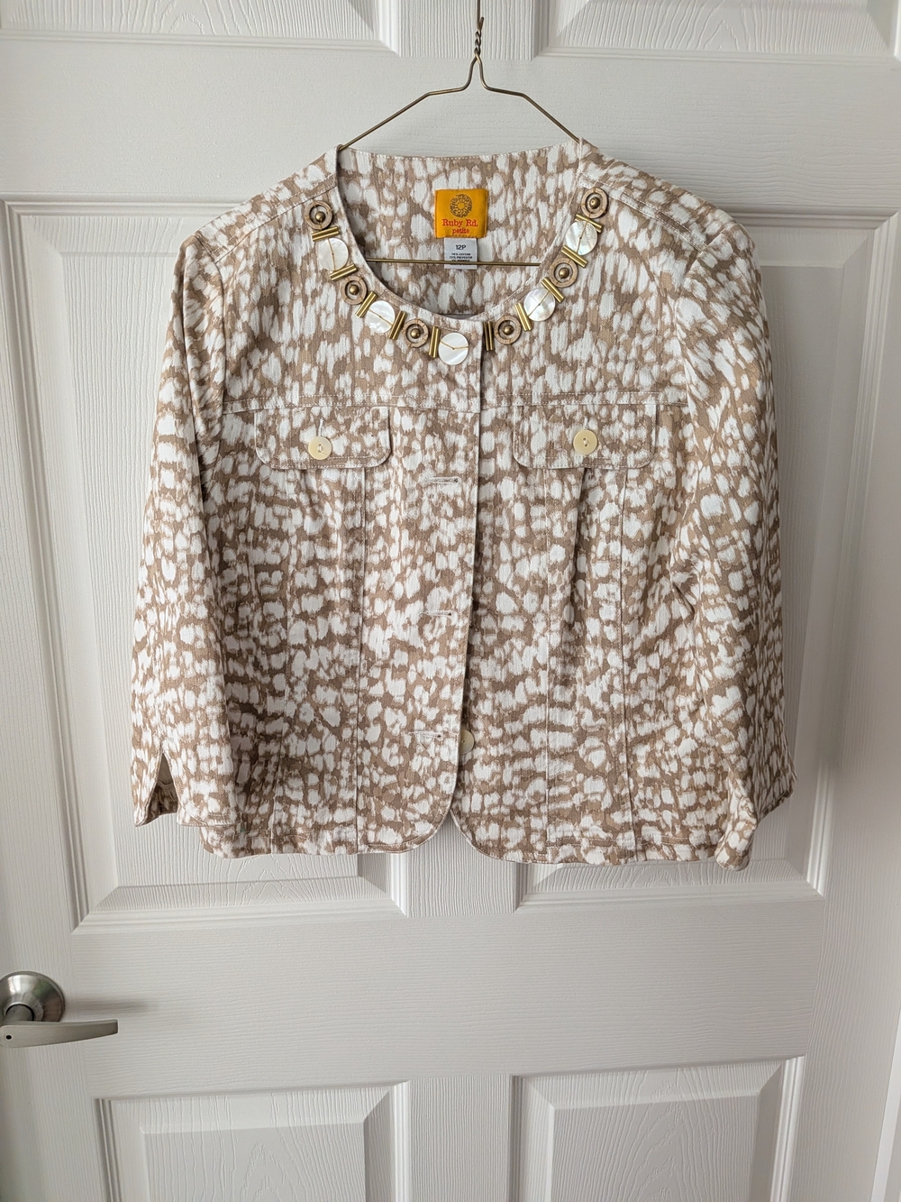 Ruby Rd. Beige & White Patterned  Jacket